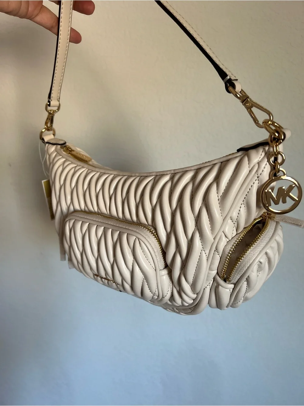 Michael Kors Merritt Matelassé Convertible Crossbody Bag - Light Cream